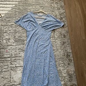 MANGO blue floral midi dress size M